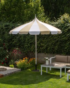 Beliani Parasol ogrodowy ⌀ 245 cm beżowo-biały MINOA 2