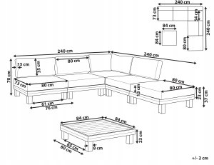 Beliani Narożnik ogrodowy ze stolikiem dla 5 osób SANZA Lewostronny Modułowy Metal Biały 3
