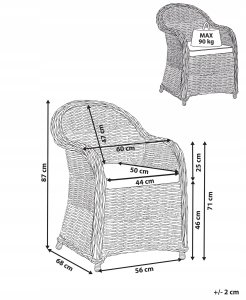 Beliani Fotel ogrodowy SUSUA II Rattan Naturalny 3