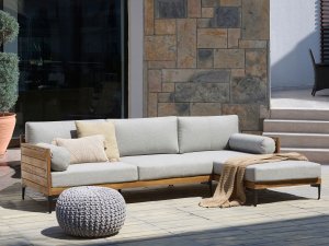 Beliani Narożnik ogrodowy dla 4 osób CAVEZZO Lewostronny Certyfikowane drewno akacjowe Szary 2