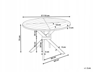 Beliani Stół ogrodowy akacjowy okrągły ⌀ 110 cm jasne drewno LISSONE 3