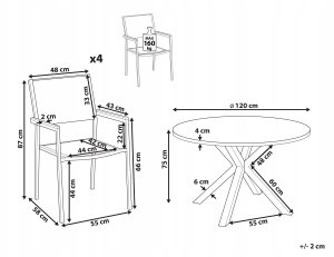 Beliani Zestaw ogrodowy dla 4 osób MALETTO/GROSSETO Metal Efekt marmuru Szary/ czarny 3