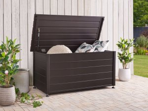 Skrzynia ogrodowa Beliani Skrzynia ogrodowa CAMPALTO Metal 123 cm 60 cm Ciemnobrązowy 2