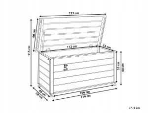 Skrzynia ogrodowa Beliani Skrzynia ogrodowa CAMPALTO Metal 123 cm 60 cm Ciemnobrązowy 3