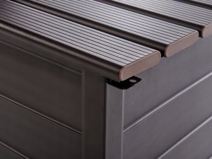 Skrzynia ogrodowa Beliani Skrzynia ogrodowa CAMPALTO Metal 113 cm 50 cm Ciemnobrązowy 9