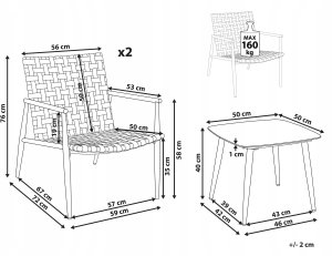 Beliani Zestaw mebli balkonowych ZIRIA Technorattan Brązowy 3