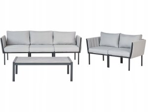 Beliani Zestaw ogrodowy ze stolikiem dla 5 osób SKALA Metal Jasnoszary 7