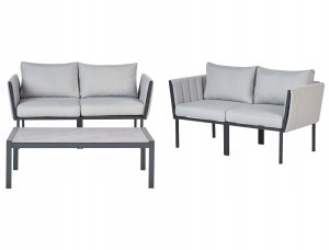 Beliani Zestaw ogrodowy ze stolikiem dla 5 osób SKALA Metal Jasnoszary 8