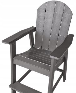 Beliani Krzesło barowe ogrodowe ADIRONDACK Materiał syntetyczny Ciemnoszary 6