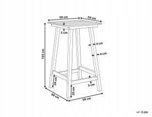 Beliani Stół ogrodowy 60 x 59 cm ciemnoszary ADIRONDACK 2