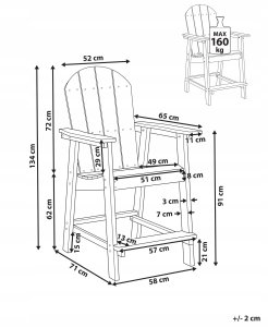 Beliani Krzesło barowe ogrodowe ADIRONDACK Czerwony 3