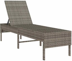 vidaXL Leżak z poduszką Szary 55x200x44cm Polirattan 4