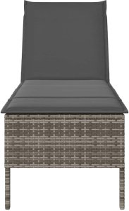 vidaXL Leżak z poduszką Szary 55x200x44cm Polirattan 5