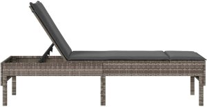 vidaXL Leżak z poduszką Szary 55x200x44cm Polirattan 6