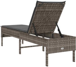 vidaXL Leżak z poduszką Szary 55x200x44cm Polirattan 7