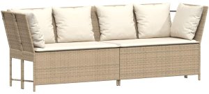 vidaXL Sofa ogrodowa z poduszkami beżowy polirattan 2