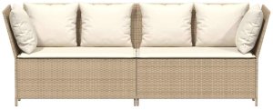 vidaXL Sofa ogrodowa z poduszkami beżowy polirattan 4