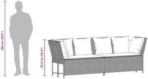 vidaXL Sofa ogrodowa z poduszkami beżowy polirattan 10