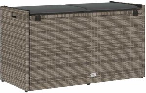 vidaXL Ławka ogrodowa ze schowkiem i poduszką Szara 100 cm Polirattan 6