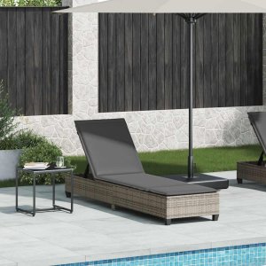 vidaXL Leżak z poduszkami Szary 55x200x25,5cm Polirattan 1