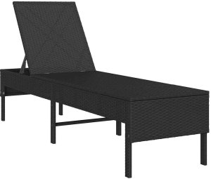 vidaXL Leżak z poduszką Czarny 55x200x44cm polirattan 4