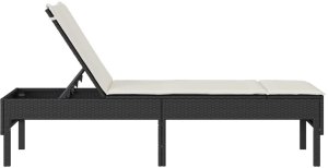 vidaXL Leżak z poduszką Czarny 55x200x44cm polirattan 6