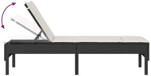 vidaXL Leżak z poduszką Czarny 55x200x44cm polirattan 8