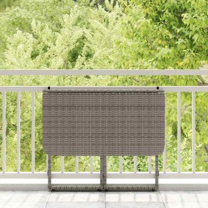 vidaXL Składany stół ogrodowy szary 90x51x75 cm polirattan 3