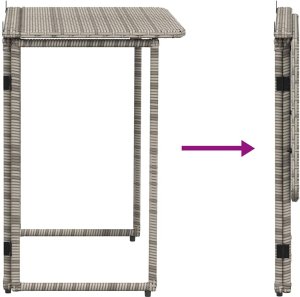 vidaXL Składany stół ogrodowy szary 90x51x75 cm polirattan 7