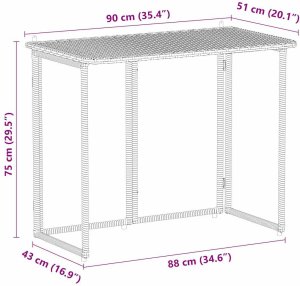 vidaXL Składany stół ogrodowy szary 90x51x75 cm polirattan 10
