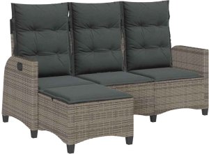 vidaXL Rozkładana Sofa Ogrodowa z Poduszkami L-kształtna Szara 2