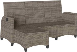 vidaXL Rozkładana Sofa Ogrodowa z Poduszkami L-kształtna Szara 4