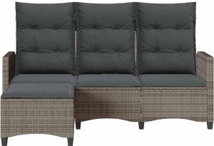 vidaXL Rozkładana Sofa Ogrodowa z Poduszkami L-kształtna Szara 5