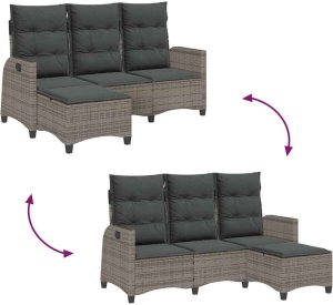 vidaXL Rozkładana Sofa Ogrodowa z Poduszkami L-kształtna Szara 9