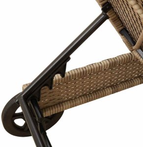 vidaXL Leżak na kółkach, z poduszką, beżowy, polirattan 10