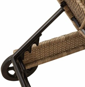 vidaXL Leżak na kółkach, z poduszką, beżowy, polirattan 9