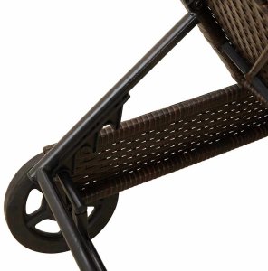 vidaXL Leżak na kółkach, z poduszką, brązowy, polirattan 10