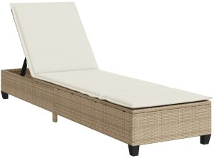 vidaXL Leżak z poduszkami beżowy 55x200x25,5cm polirattan 2