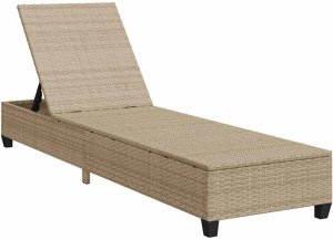 vidaXL Leżak z poduszkami beżowy 55x200x25,5cm polirattan 4