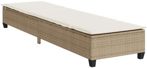 vidaXL Leżak z poduszkami beżowy 55x200x25,5cm polirattan 5