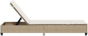 vidaXL Leżak z poduszkami beżowy 55x200x25,5cm polirattan 7