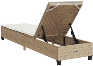 vidaXL Leżak z poduszkami beżowy 55x200x25,5cm polirattan 8