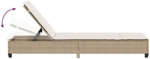 vidaXL Leżak z poduszkami beżowy 55x200x25,5cm polirattan 9