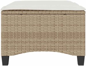 vidaXL Taborety ogrodowe z poduszkami 2 szt. Beżowe Polirattan 4