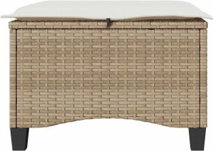 vidaXL Taborety ogrodowe z poduszkami 2 szt. Beżowe Polirattan 5