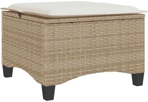 vidaXL Taborety ogrodowe z poduszkami 2 szt. Beżowe Polirattan 6