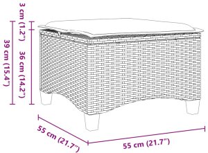 vidaXL Taborety ogrodowe z poduszkami 2 szt. Beżowe Polirattan 8