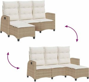 vidaXL Rozkładana Sofa Ogrodowa z Poduszkami w Kształcie Litery L 9