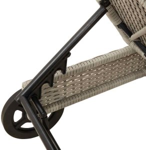 vidaXL Leżak na kółkach, z poduszką, jasnoszary, polirattan 10