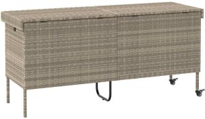Skrzynia ogrodowa vidaXL Skrzynia ogrodowa z kółkami, szara, 160x55x75 cm, polirattan 6